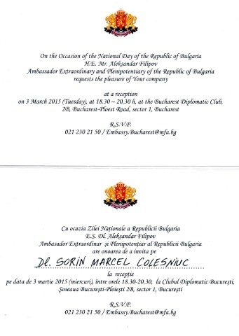 Invitatie Clubul Diplomatic
