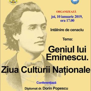 ‘Geniul lui Mihai Eminescu. Ziua Culturii Naționale’ – Eveniment organizat de Cenaclul literar ‘Mihail Sadoveanu’